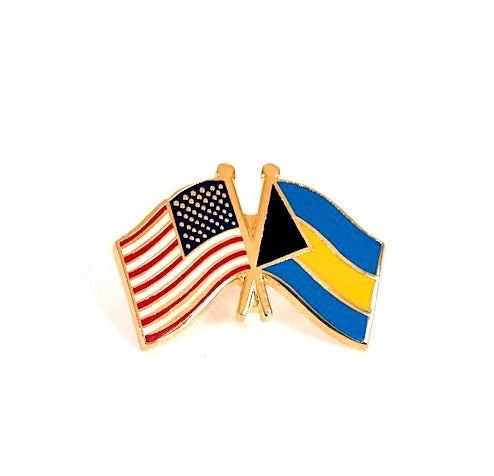 Bahamas & USA Friendship Flags Lapel Pin