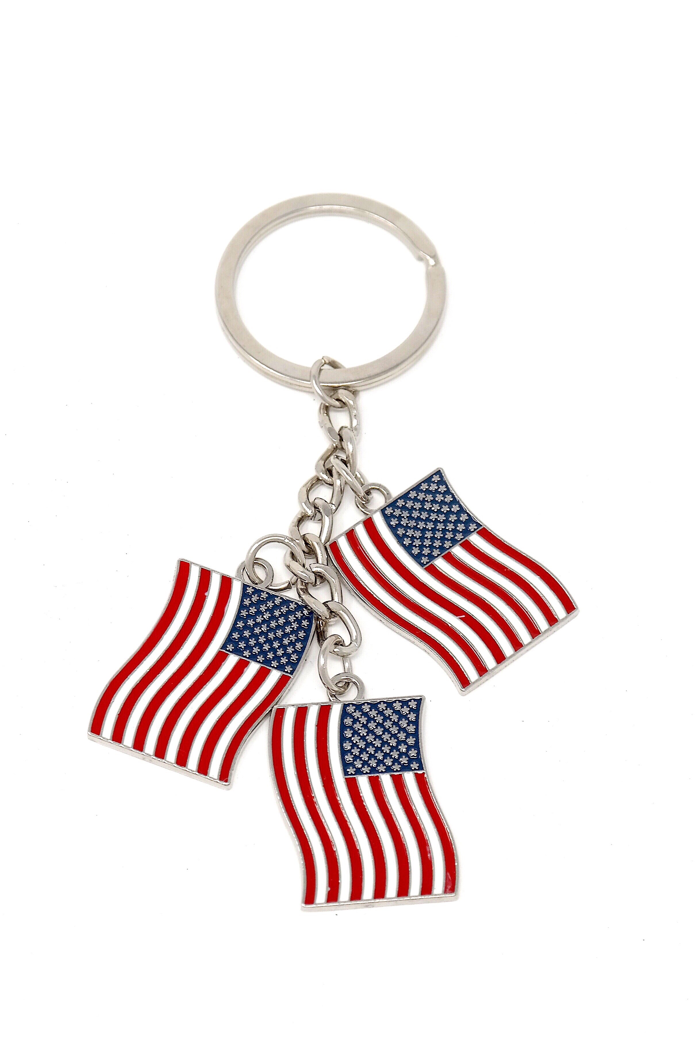 Tri-American Flag Keychain