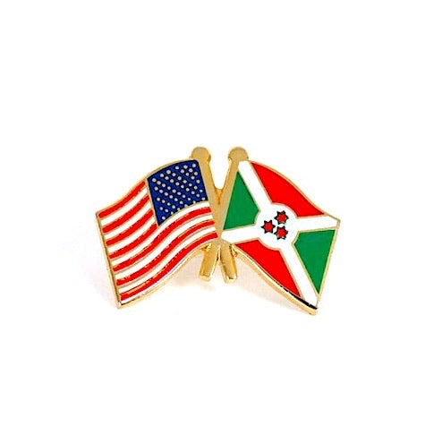 Burundi & USA Friendship Flags Lapel Pin