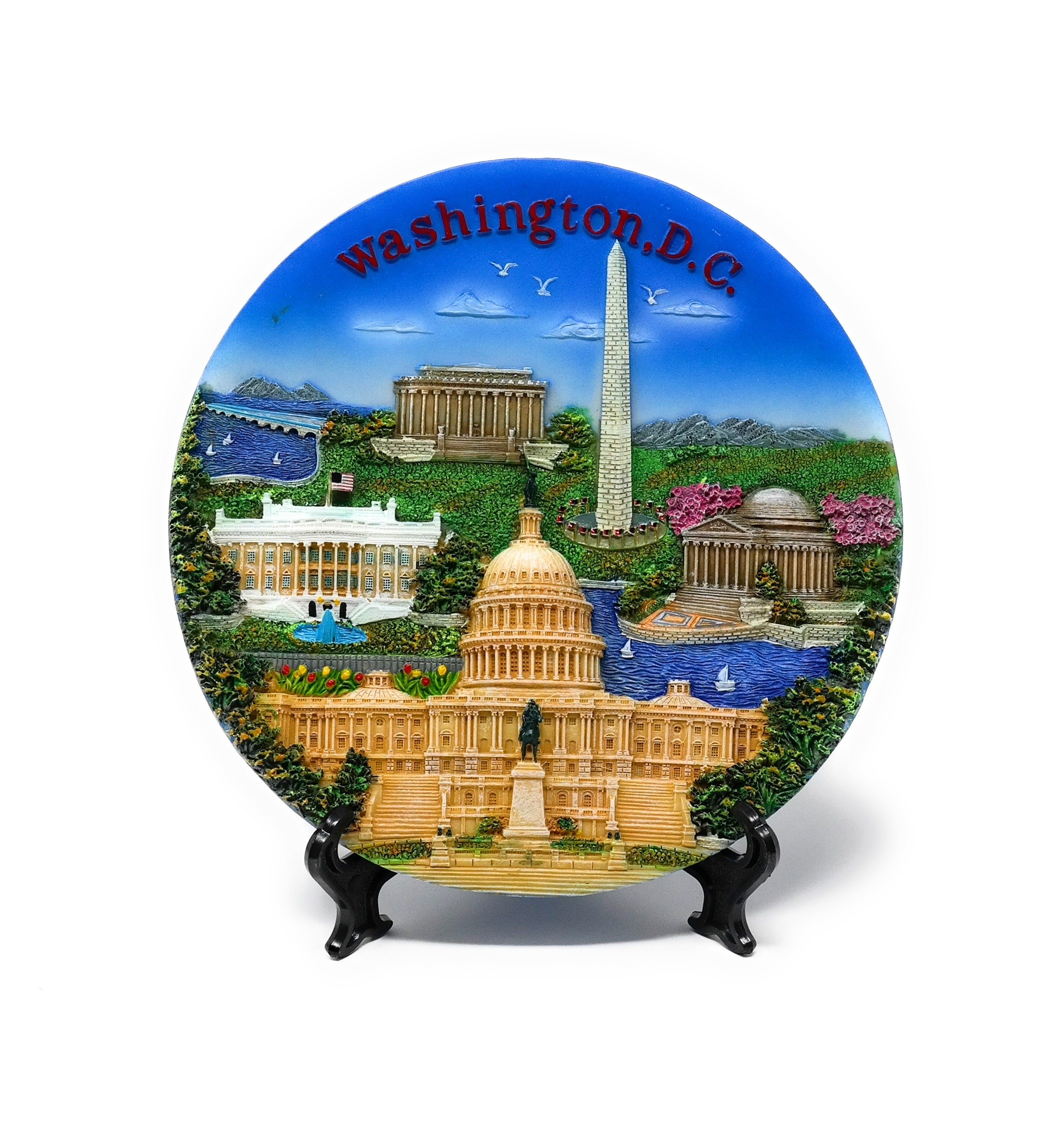 Large Washington DC Ceramic Plate with Stand (7.5 in)