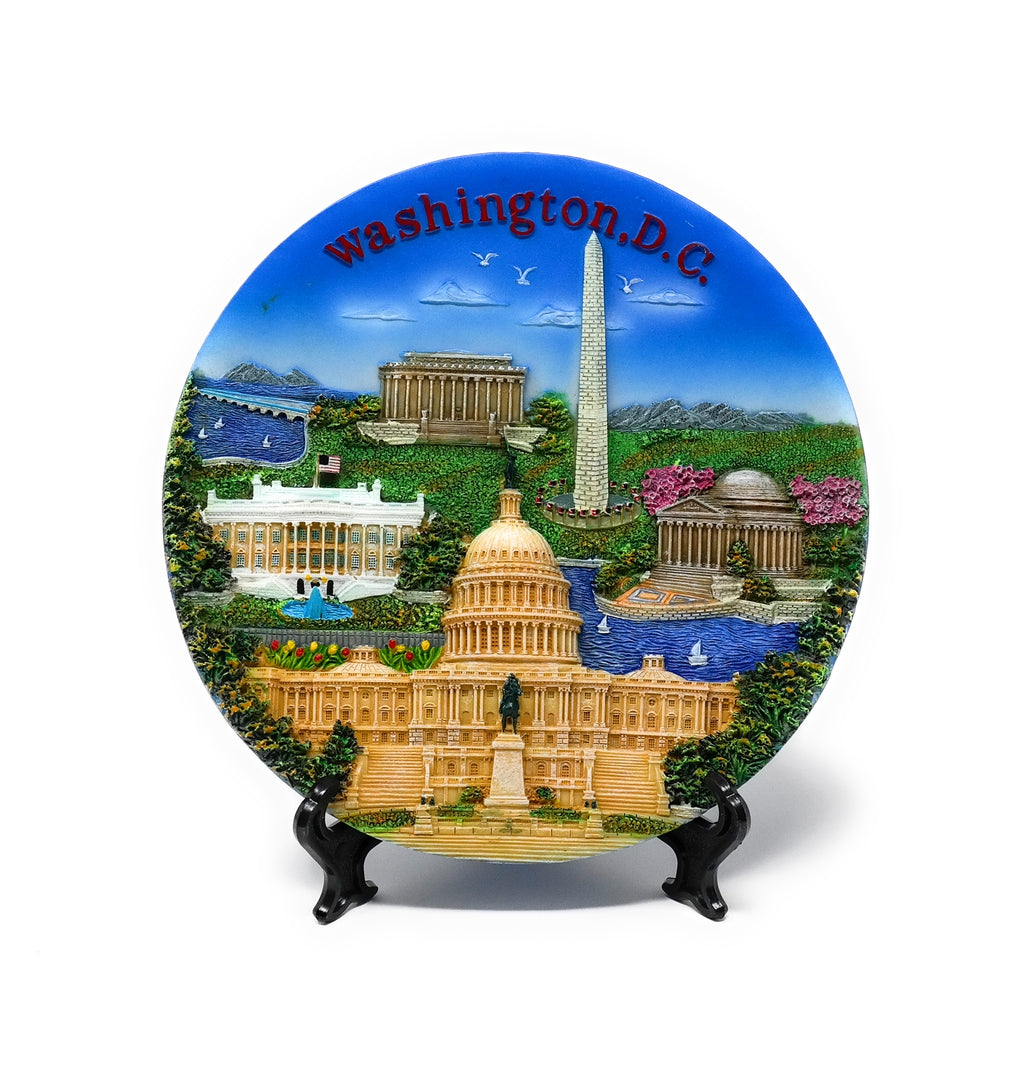 Large Washington DC Ceramic Plate with Stand (7.5 in)