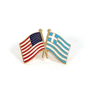 Greece & USA Friendship Flags Lapel Pin