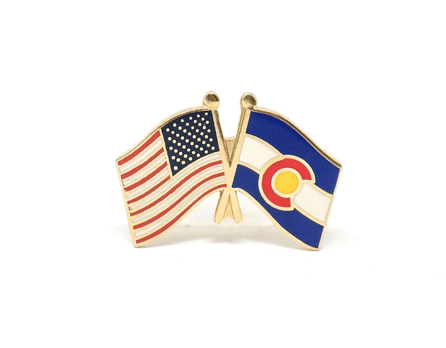 Colorado State & USA Friendship Flags Lapel Pin