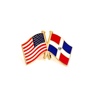 Dominican Republic & USA Friendship Flags Lapel Pin