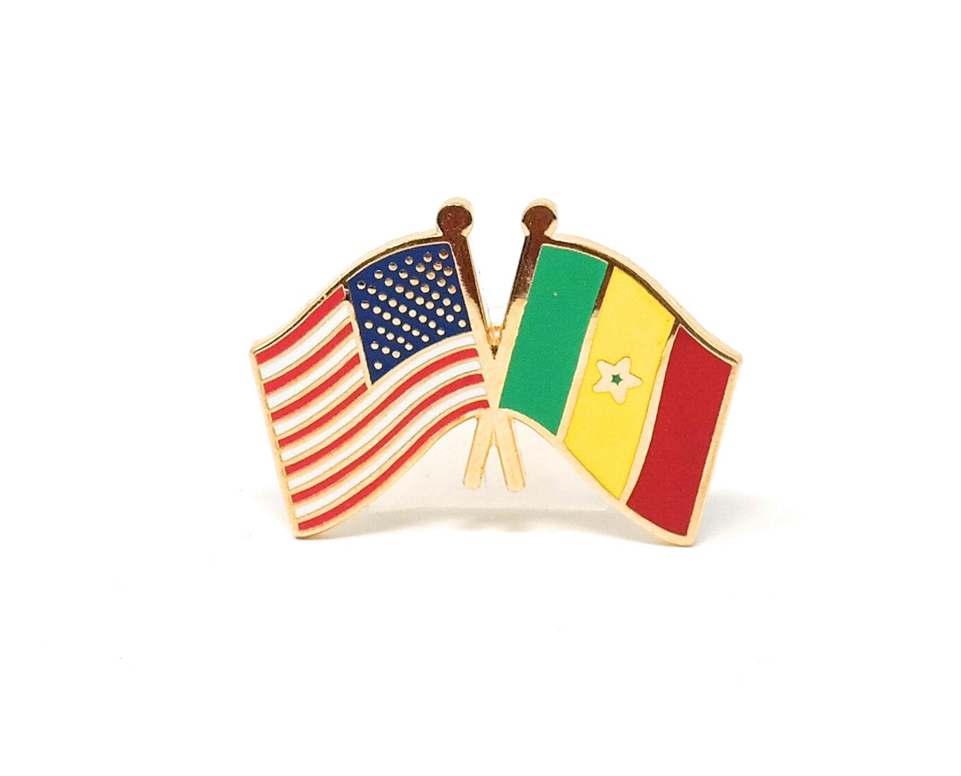 Senegal & USA Friendship Flags Lapel Pin