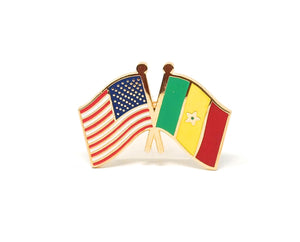 Senegal & USA Friendship Flags Lapel Pin
