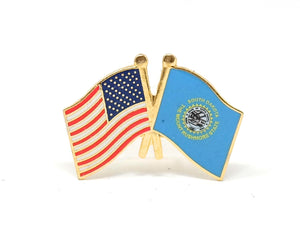 South Dakota State & USA Friendship Flags Lapel Pin