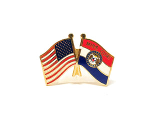 Missouri State & USA Friendship Flags Lapel Pin