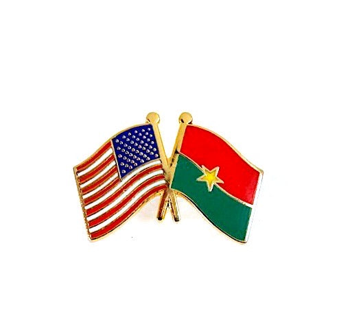 Burkina Faso & USA Friendship Flags Lapel Pin