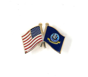 US Navy & USA Friendship Flags Lapel Pin