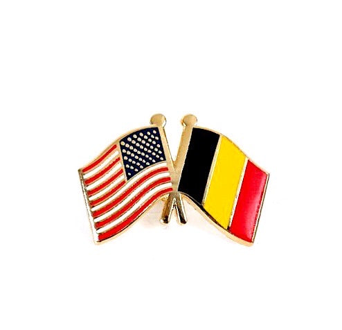 Belgium & USA Friendship Flags Lapel Pin