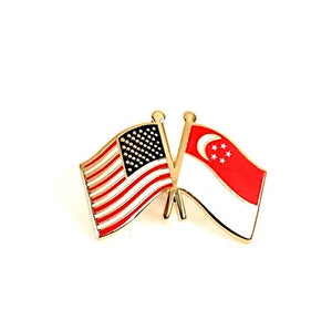 Singapore & USA Friendship Flag Lapel Pin
