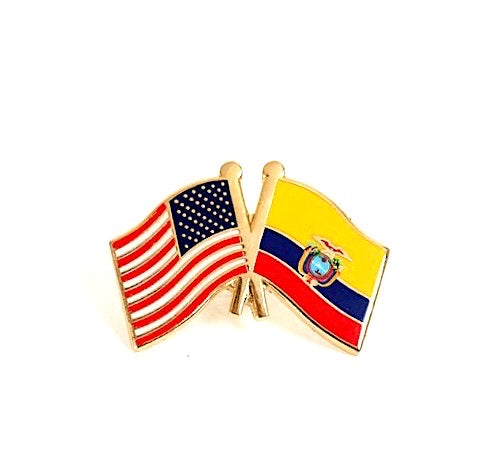 Ecuador & USA Friendship Flags Lapel Pin