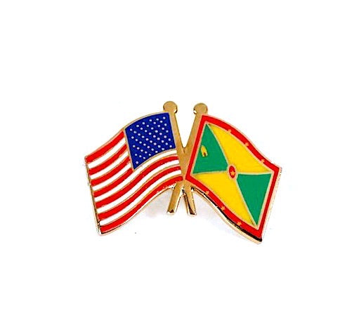 Grenada & USA Friendship Flags Lapel Pin