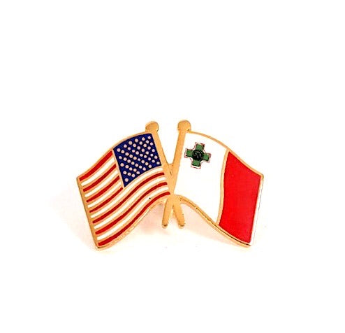 Malta & USA Friendship Flags Lapel Pin
