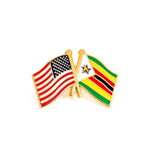 Zimbabwe & USA Friendship Flags Lapel Pin