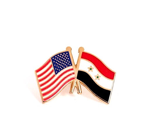 Syria & USA Friendship Flags Lapel Pin