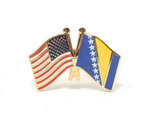 Bosnia-Herzegovina & USA Friendship Flags Lapel Pin