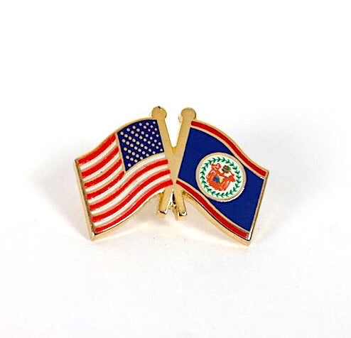 Belize & USA Friendship Flags Lapel Pin