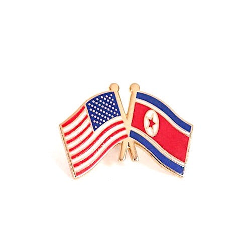 North Korea & USA Friendship Flags Lapel Pin