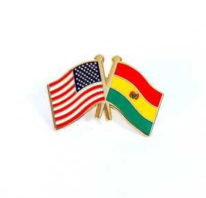 Bolivia & USA Friendship Flags Lapel Pin