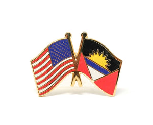 Antigua and Barbuda & USA Friendship Flags Lapel Pin