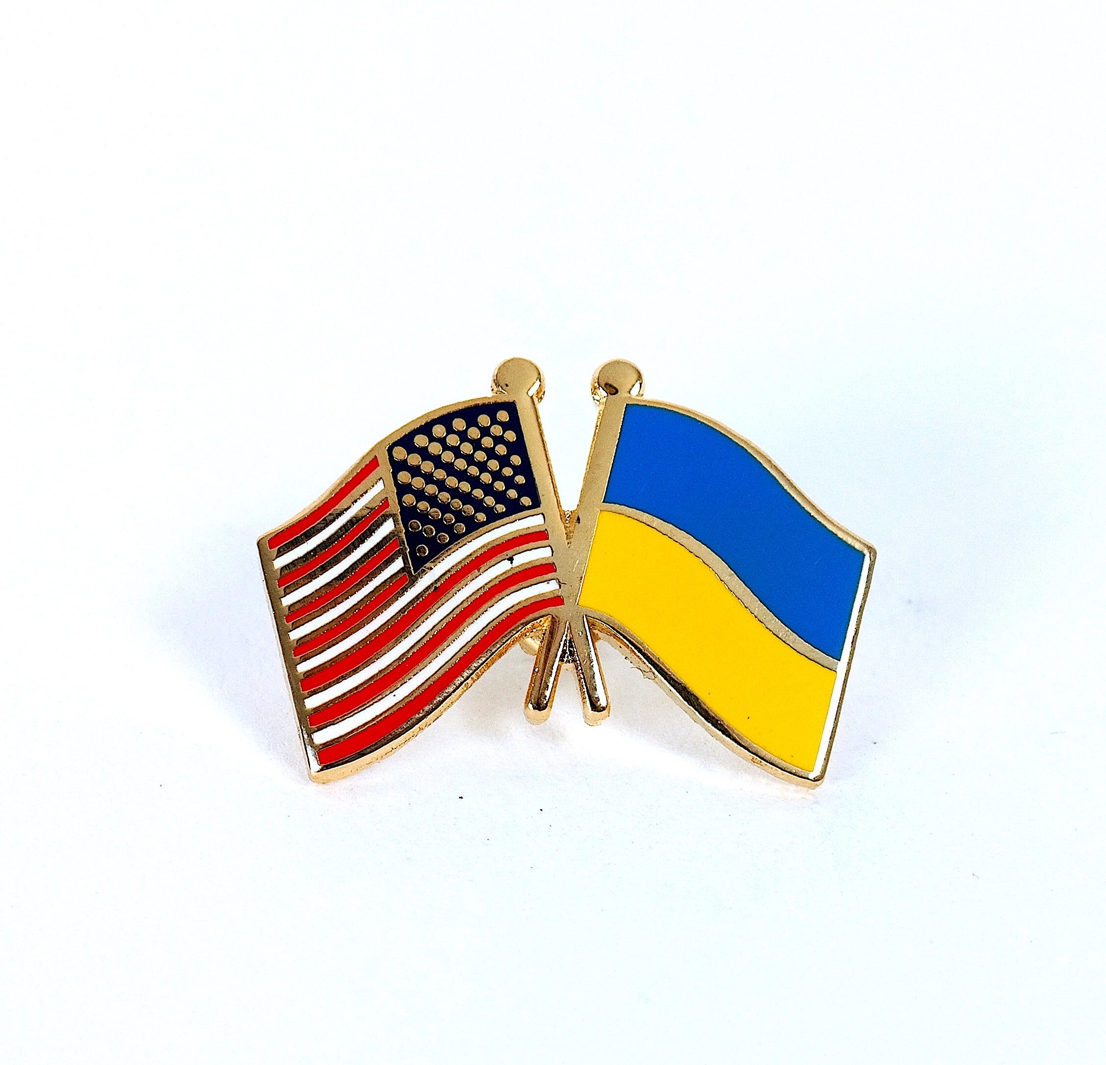 Ukraine & USA Friendship Flags Lapel Pin