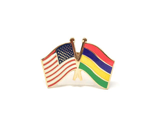 Mauritius & USA Friendship Flags Lapel Pin