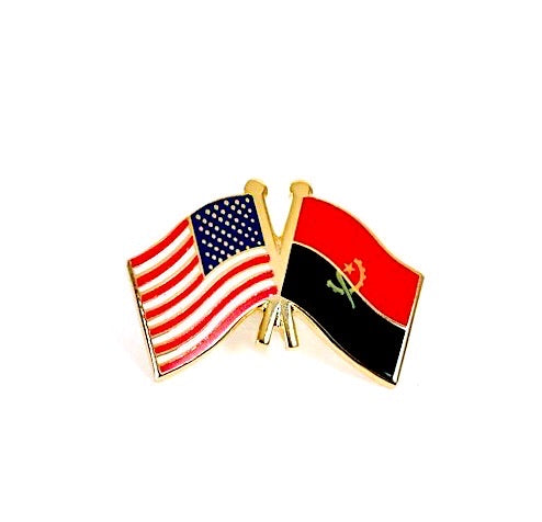 Angola & USA Friendship Flags Lapel Pin