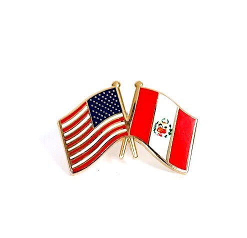 Peru & USA Friendship Flags Lapel Pin