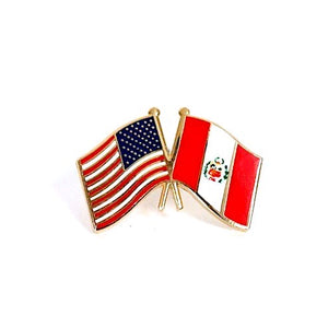 Peru & USA Friendship Flags Lapel Pin