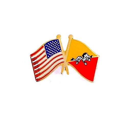 Bhutan & USA Friendship Flags Lapel Pin