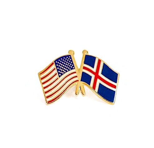 Iceland & USA Friendship Flags Lapel Pin