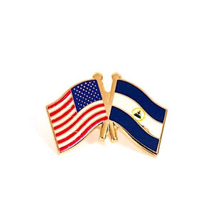 Nicaragua & USA Friendship Flags Lapel Pin